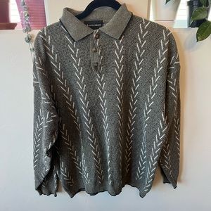 Vintage knit quad button long sleeve shirt XL